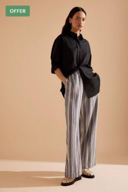 Anthropologie Striped Casual Trousers, Beige