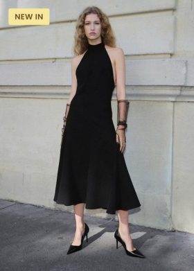 Black Halter-Neck Dress With Open Back