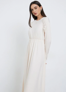 Take Two Solid Raglan Sleeve Round Neck Midi Dress