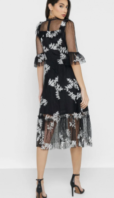 Floral Appliqué Midi Dress