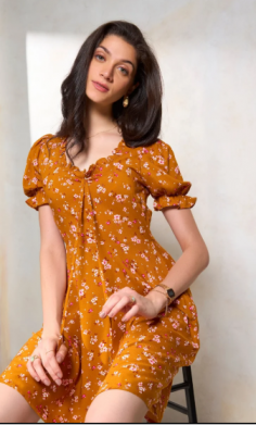 Viscose Floral Brunchwear Dresses for Women