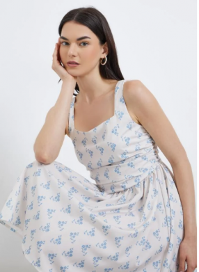 Take Two Floral Print Square Neck Strappy Mini Dress