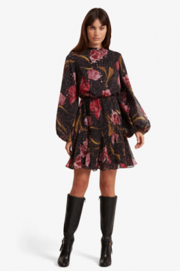 Long Sleeve Printed Midi Dress