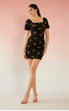 Cotton Floral Brunchwear Embroidered Dresses for Women