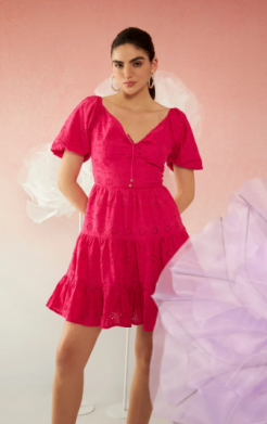 Cotton Schiffli Vacation Dresses for Women