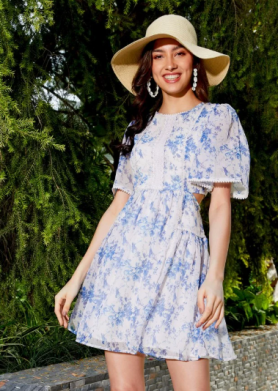 Floral Printed Fit & Flare Dress for Women