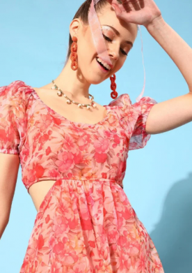 Floral Printed Fit & Flare Dress for Women