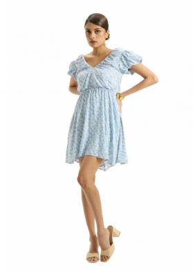 Viscose Ditsy Vacation Floral Mini Dresses for Women