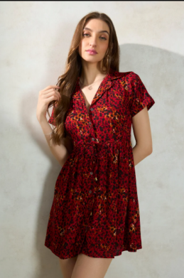 Viscose Animal Daywear Print Mini Dresses for Women