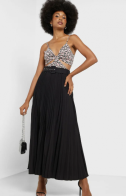 Belted Pleat Detail Skirt