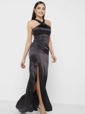Satin Halter Maxi Dress