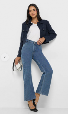 Mid Rise Acid Wash Straight Fit Jeans