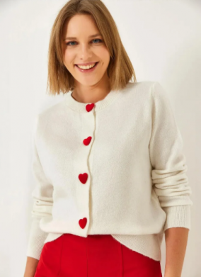 Heart Buttoned Cardigan