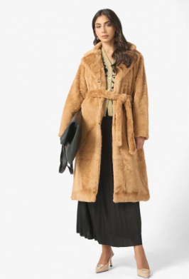 Faux Fur Belted Coat