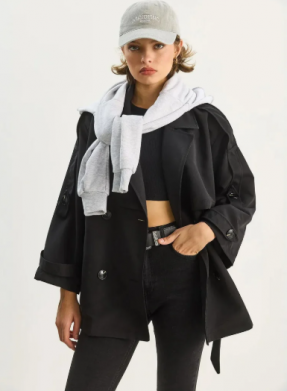 LUCCI Buttoned Midi Trench Coat