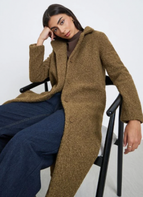 Styli Brown Regular Fit Wool Like Coat