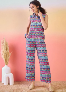Abstract Printed Basic Jumpsuit