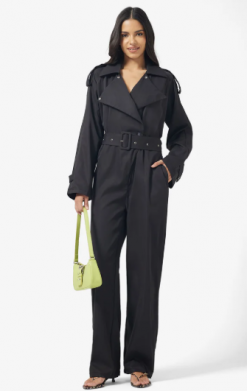 Trench Coat Style Belted Jumpsuit