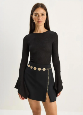 LUCCI Slim Fit Crew Neck Long Sleeve Blouse