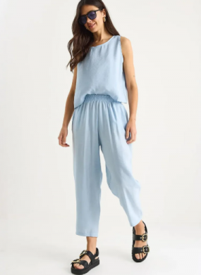 LUCCI Sleeveless Crew Neck Tunic and Wide Leg Pants Set